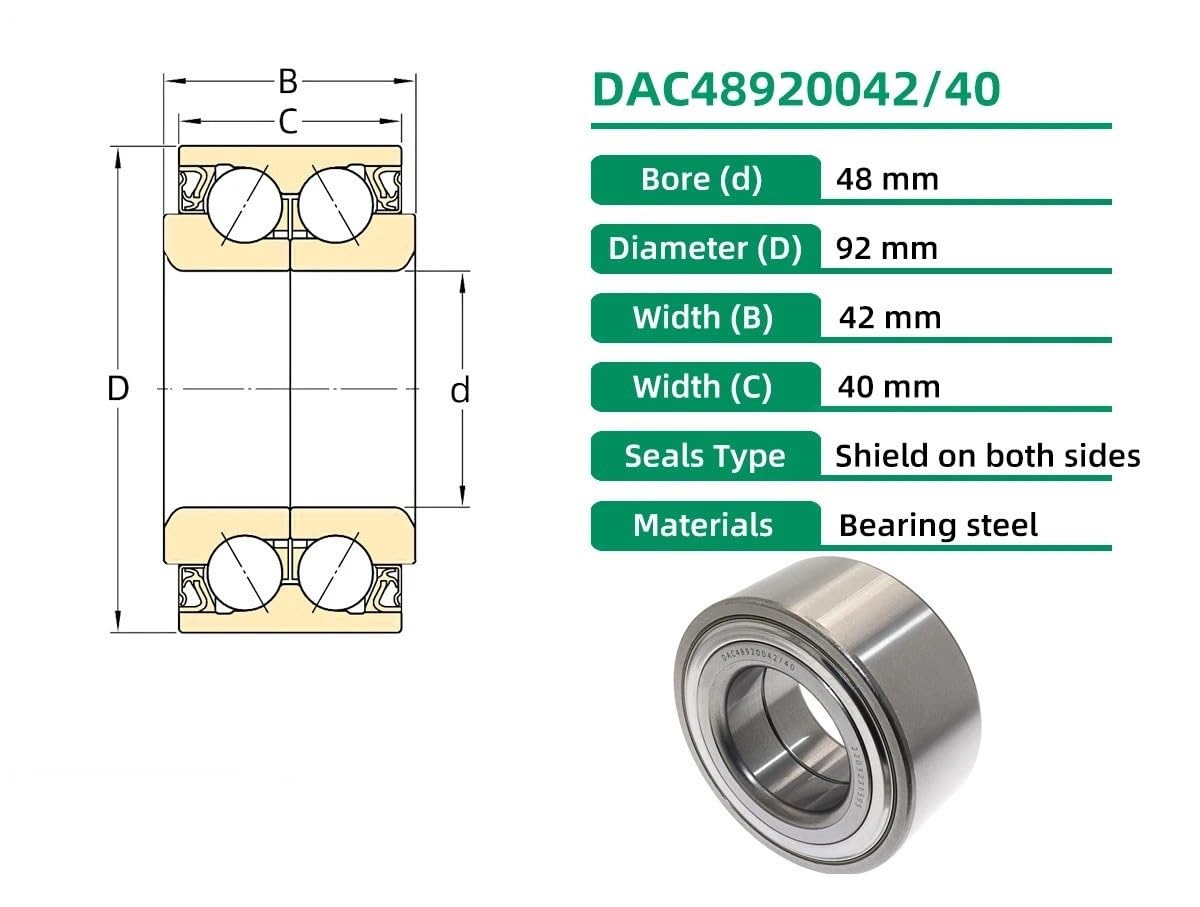 1 rodamiento de Rueda Delantera DAC48920042/40 for rodamientos Coche E6 48 x 92 42 40 mm