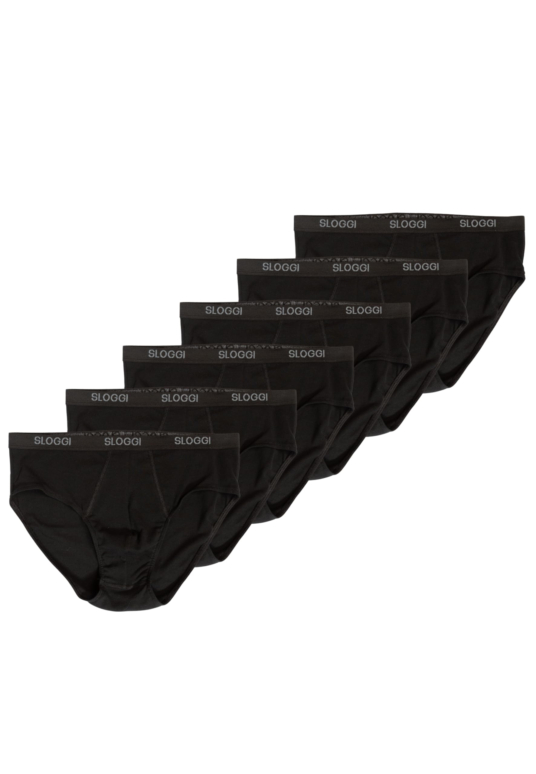 Sloggi Men Basic Midi 6P, Slip, Uomo, Nero (Black), 6