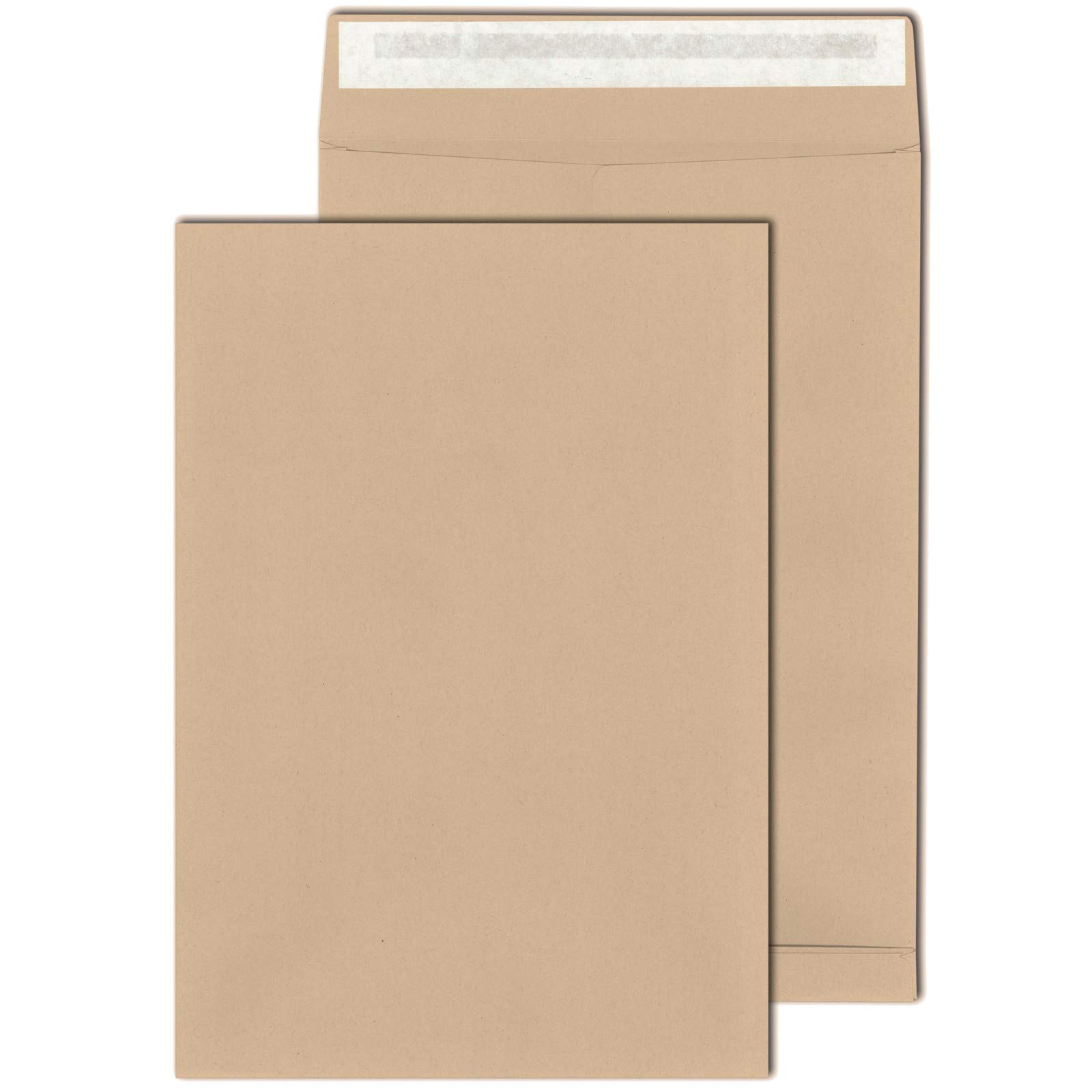 KK Verpackungen Faltentaschen B4 250x353x40mm | 500 Stück, Haftklebend 130g/m² Braun | Versandtaschen Mischnatron blickdicht | Maxibrief Warensendung Großbrief | Kuvert undurchsichtig