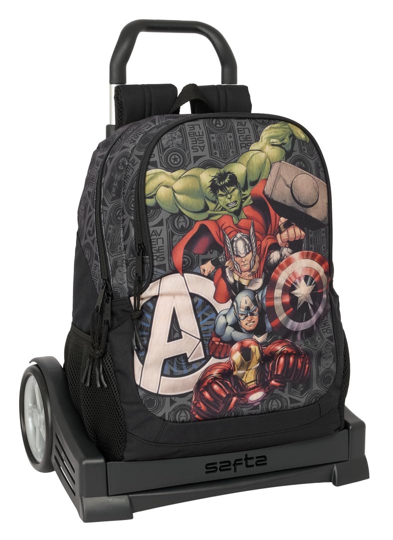 Safta AVENGERS VENDETTA - Mochila Escolar, Espalda Ergonómica, con Carro Evolution, Ideal para Niños de Diferentes Edades, Cómoda y Versátil, Calidad y Resistencia, 32x16x44 cm