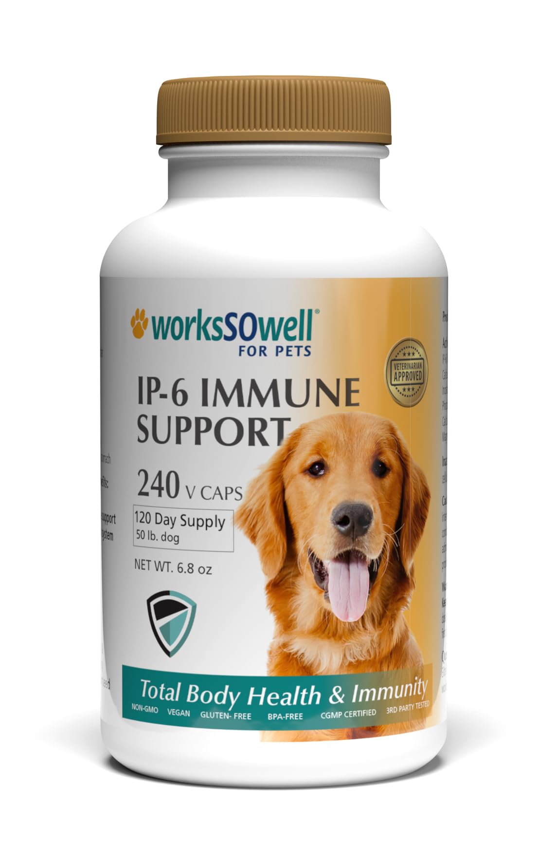 1-TDC WorksSoWell IP-6 Immune Support for Dogs – 240 V-Caps – Helps Promote Healthy Bones, Teeth, Kidney, Liver Functions and Cardiovascular Health – Total Body Health and Immunity
