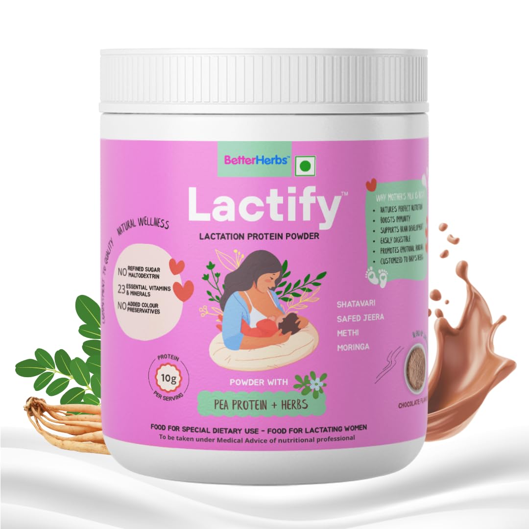 Lactify Lactation Protein Powder to increase Breast Milk for Feeding Mothers 325 g Chocolate Flavour | Postpartum Recovery & Weight Management | No Refined Sugar & Preservatives