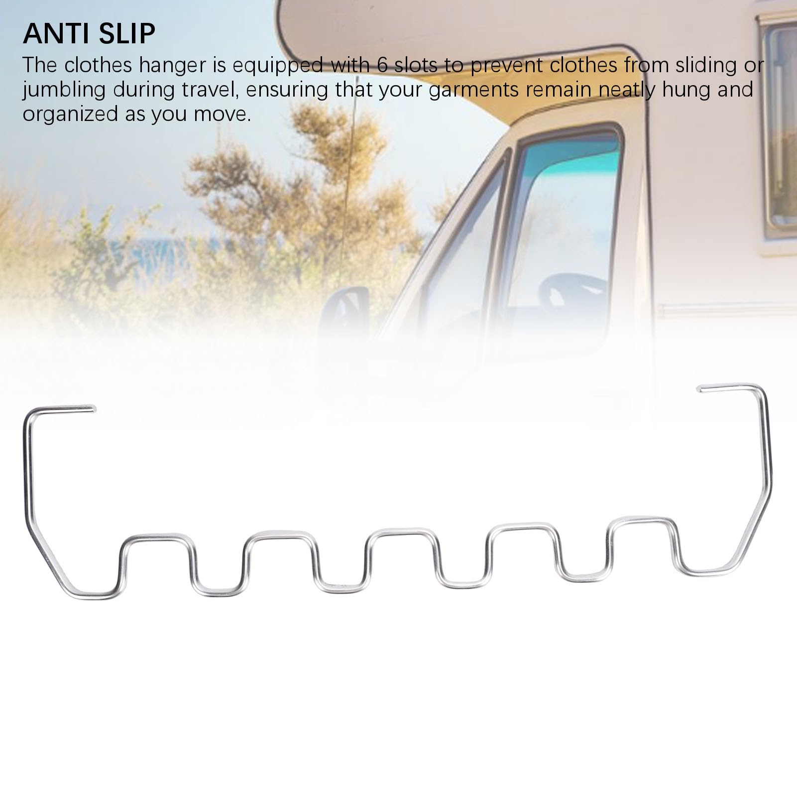 Alomejor Tendedero de Ropa Interior para RV, Organizador Plegable para Camping, Remolque, Hogar, Acero Inoxidable con 6 Ranuras