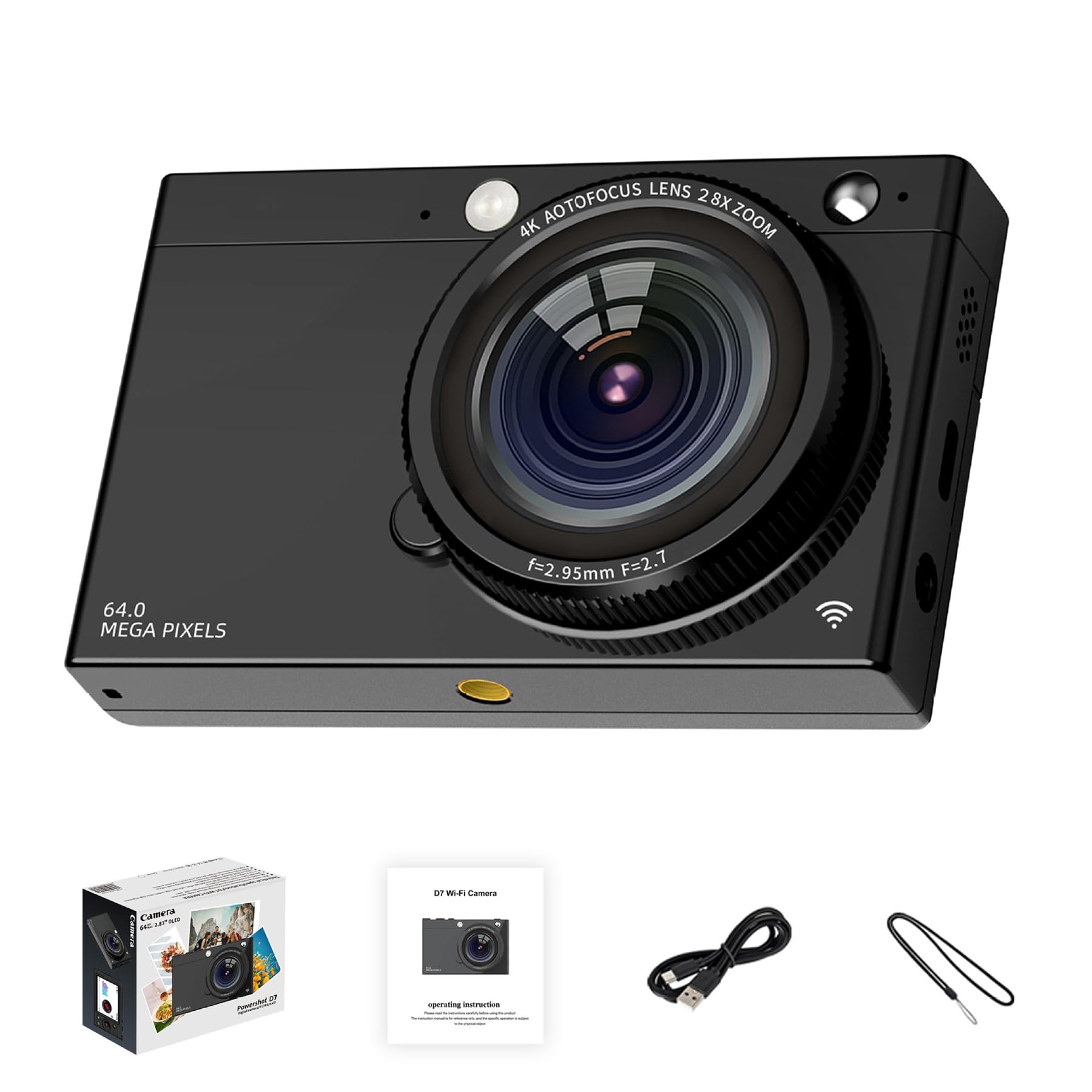 4K Digital Camera for Photography, 64MP Autofocus Vlogging Camera with Beauty Retro Filter, 28X Digital Zoom, 2.83 Inch Screen, Compact Travel Video Camera, 3600mAh Battery-picture-12