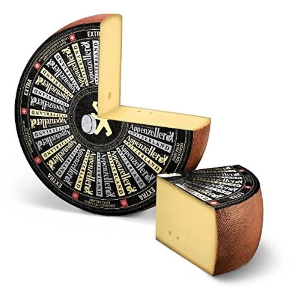 Appenzeller AOP Extra - Fromage Suisse traditionnel - 500gr - Goût corsé et épicé - affinage minimum 6 mois - Pâte pressée - Idéal raclette, fondue, apéritif