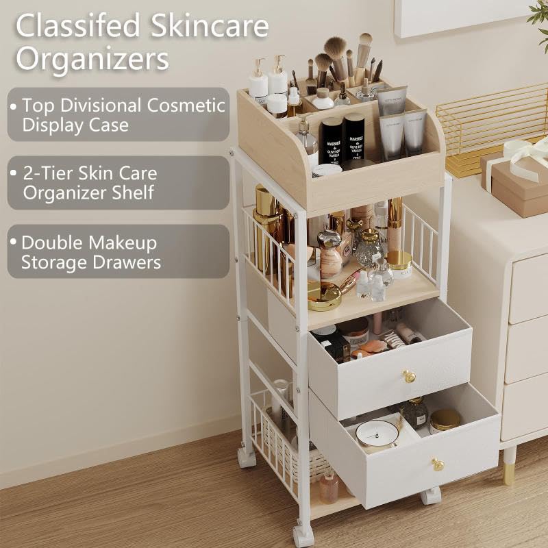 Makeup Organizer Storage Cart with Drawers and Casters