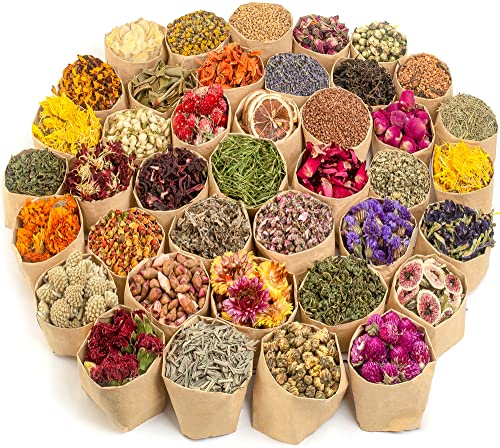 LAVEVE Dried Flowers, 40 Bags 100% Natural Dry Flower Herbs