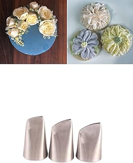 Petal Piping Nozzle Large,Flower Nozzles 124K, 125K, and 126K,Rose Petal Pastry Tips for Cake Cupcake Decorating,3 Pcs