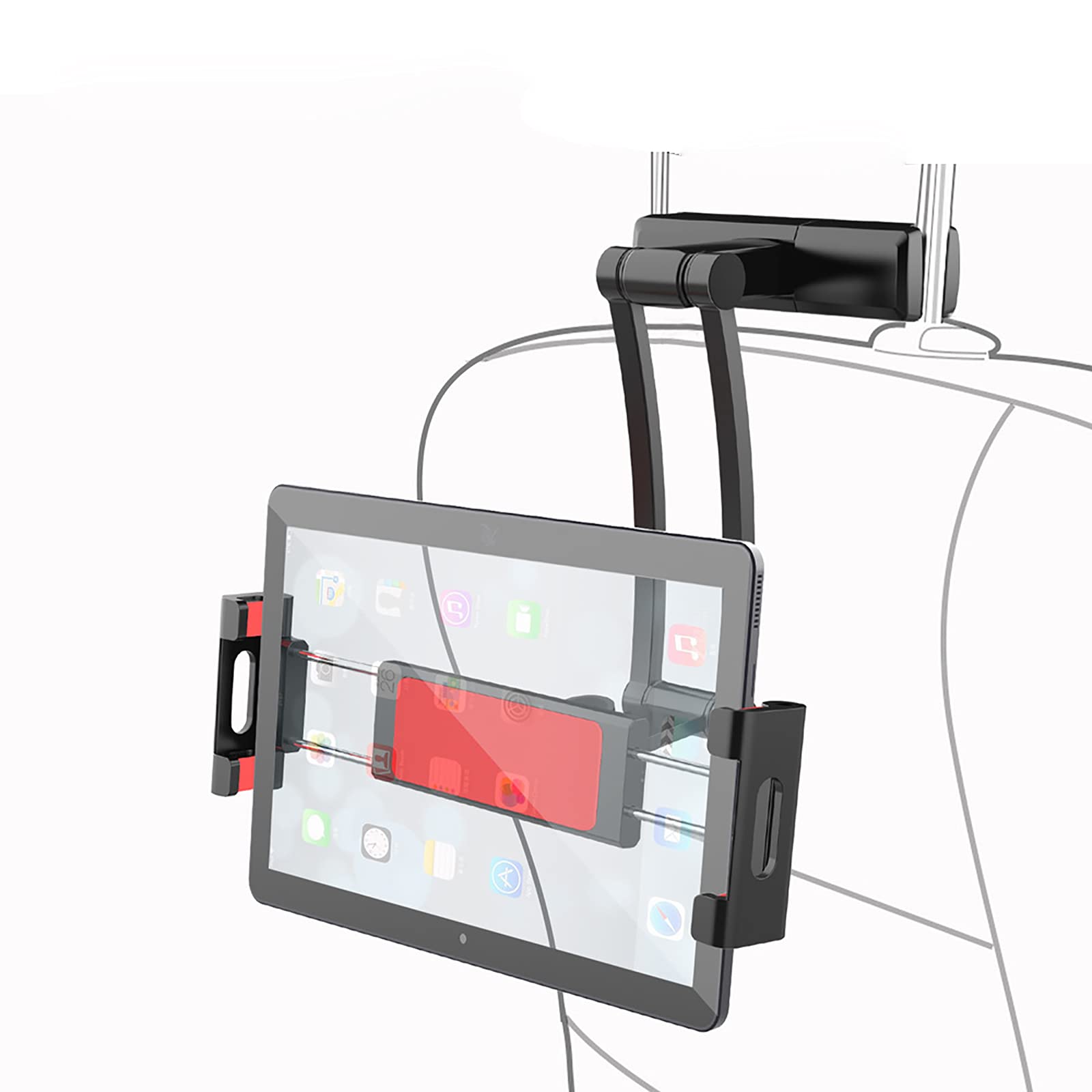 RSGK Supporto per Tablet per Auto, Supporto Regolabile a 360°, Supporto per Tablet per Seggiolino Auto, Compatibile con Tablet da 5-12,9", Telefoni Cellulari E Altri Dispositivi