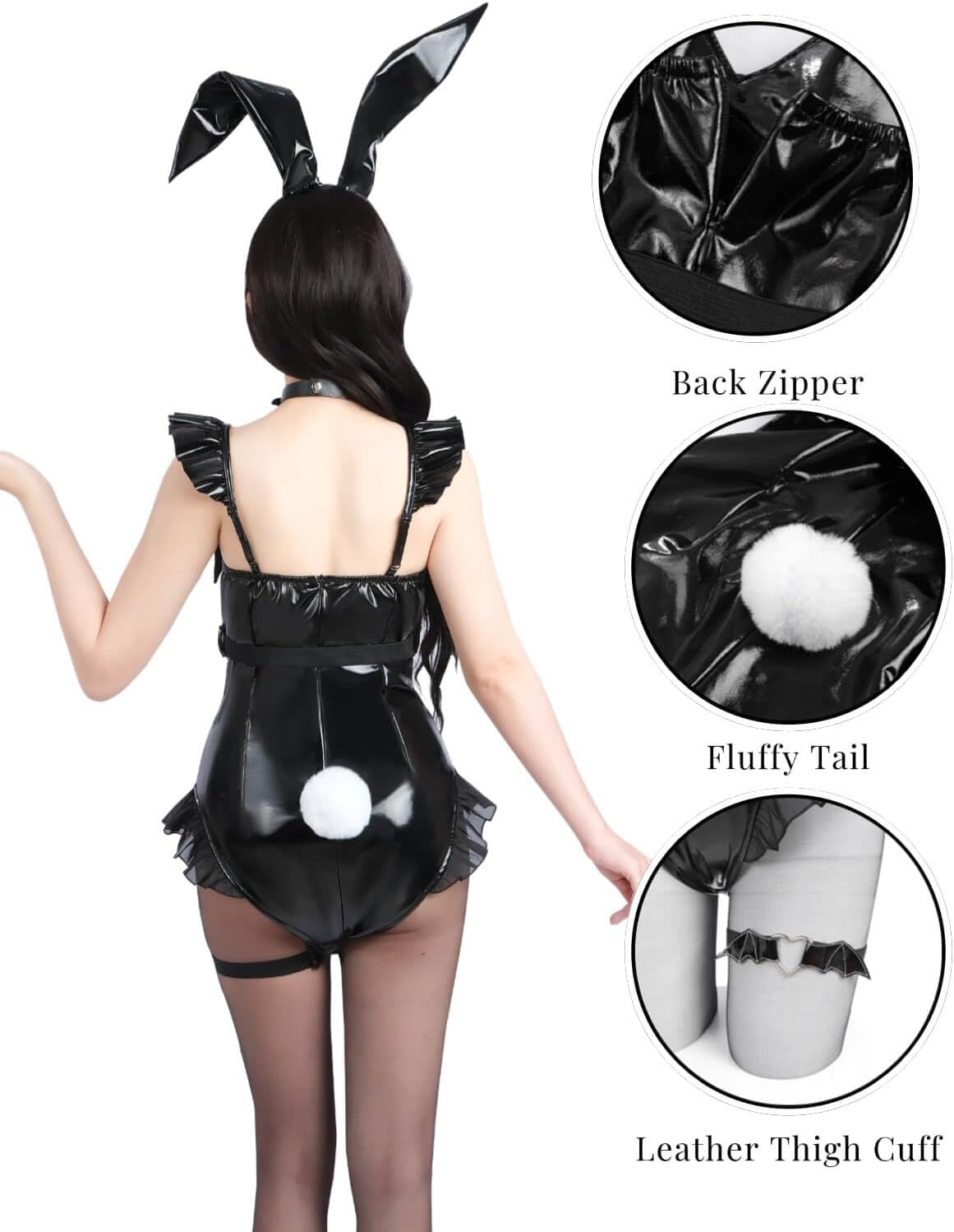 NUOQI Bunny Costume Suit Adult Women White Bunny Cosplay Girl Anime Bodysuit Halloween Set - Image 5