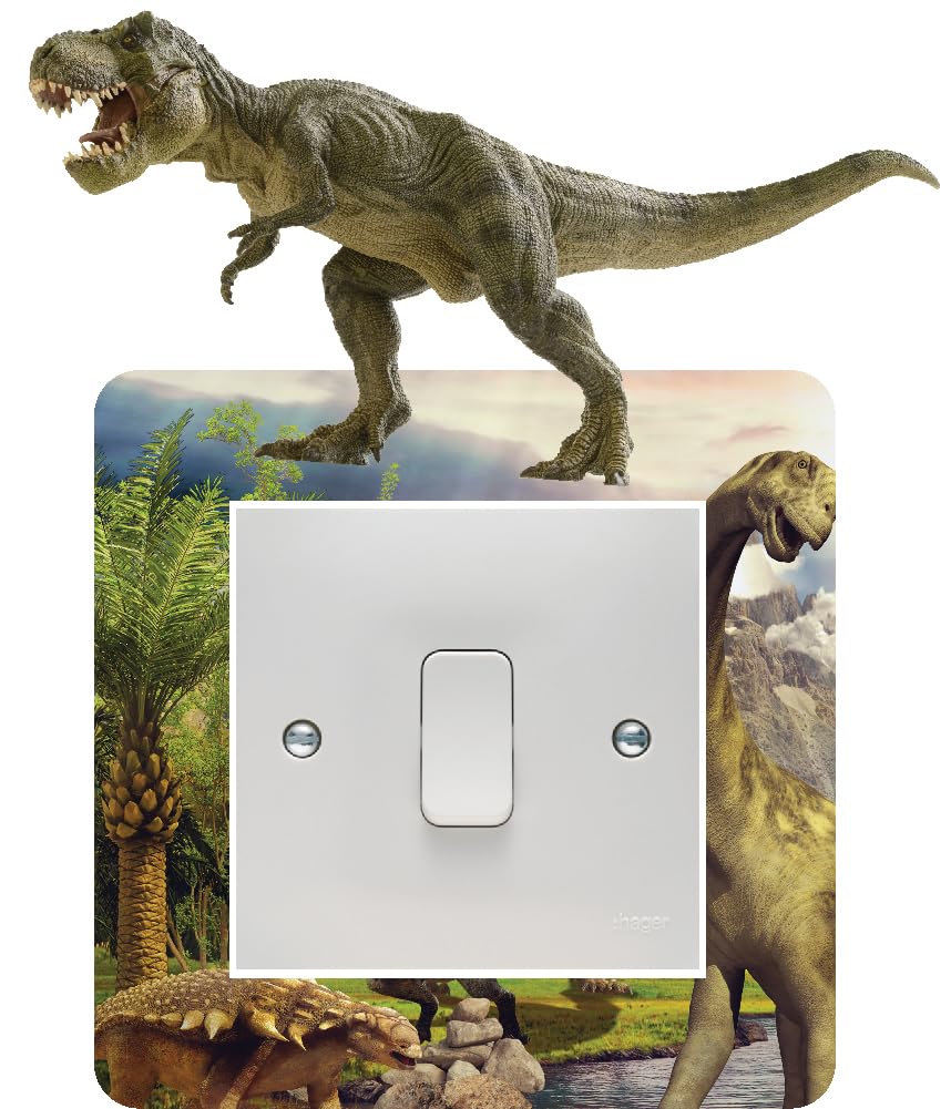 Roaring Trex Jurassic Dinosaur Light Switch Surround Art Vinyl Wall Stickers Children's Bedroom
