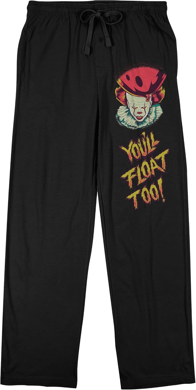Bioworld IT 2017 Pennywise The Clown You'll Float Too Men's Black Sleep Pajama Pants
