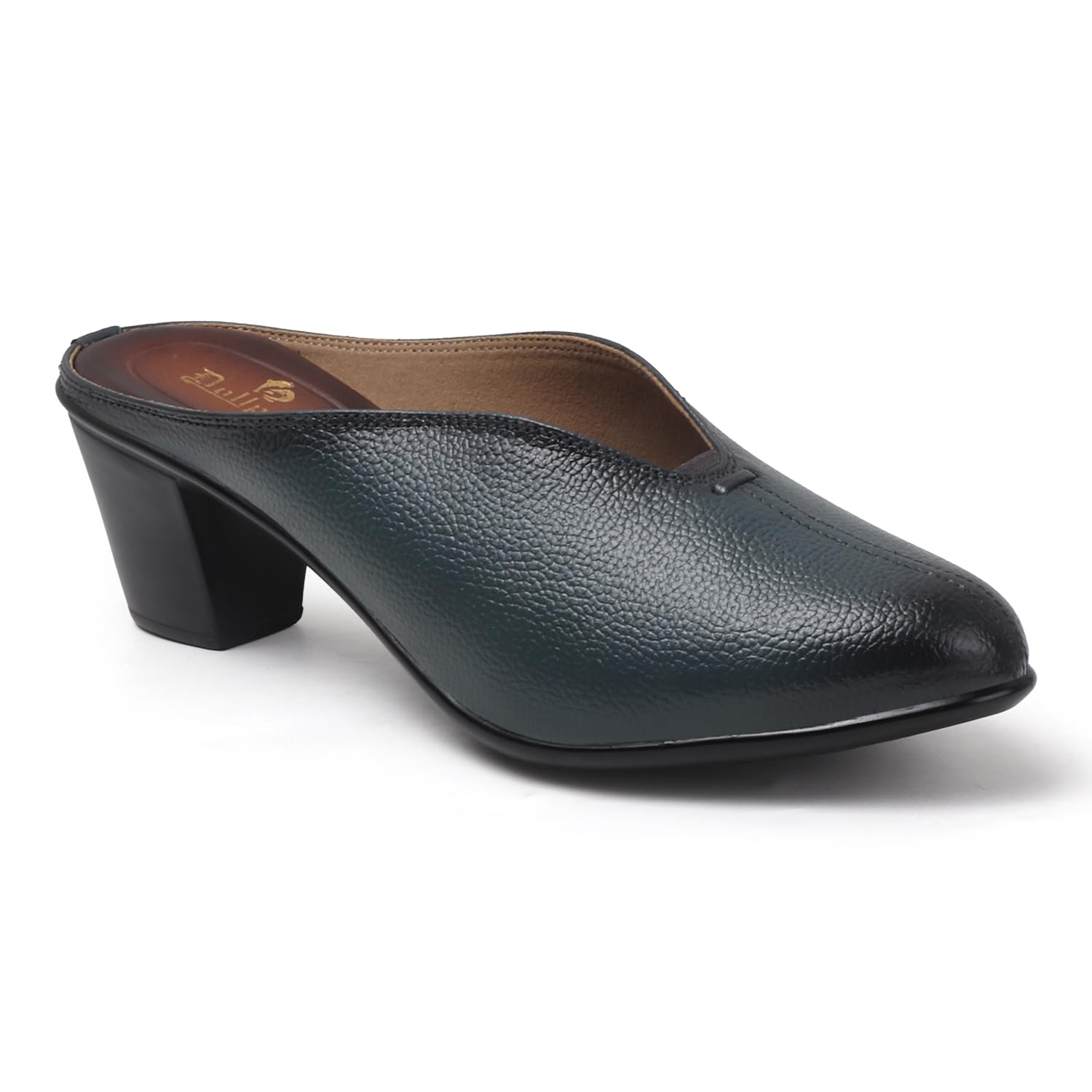 Women Leather Block Heel Back Open Mules Slip on Fashion Casual Design RP-6018-image-6