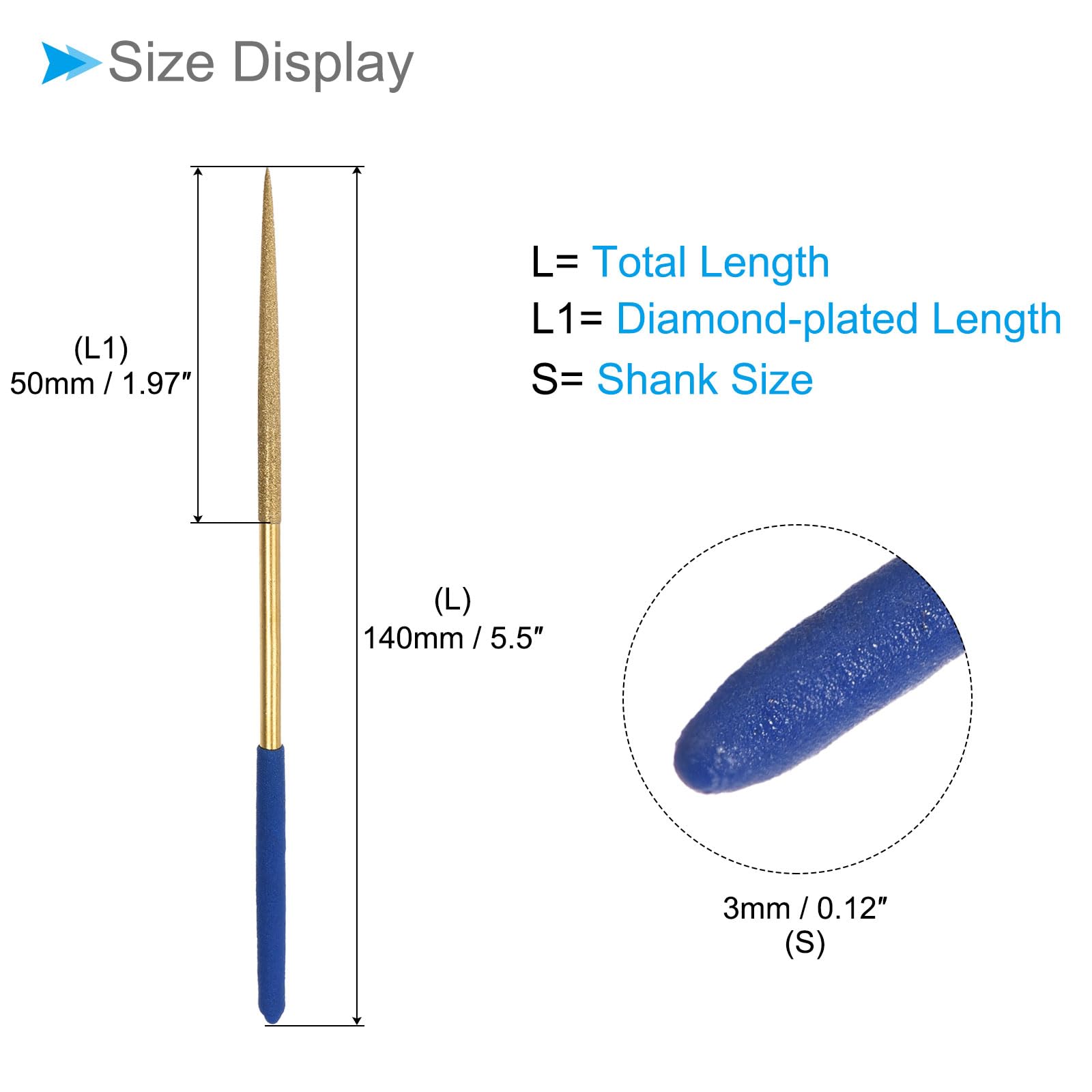 CoCud Diamond Coated Needle File,, 3x140mm - Image 2