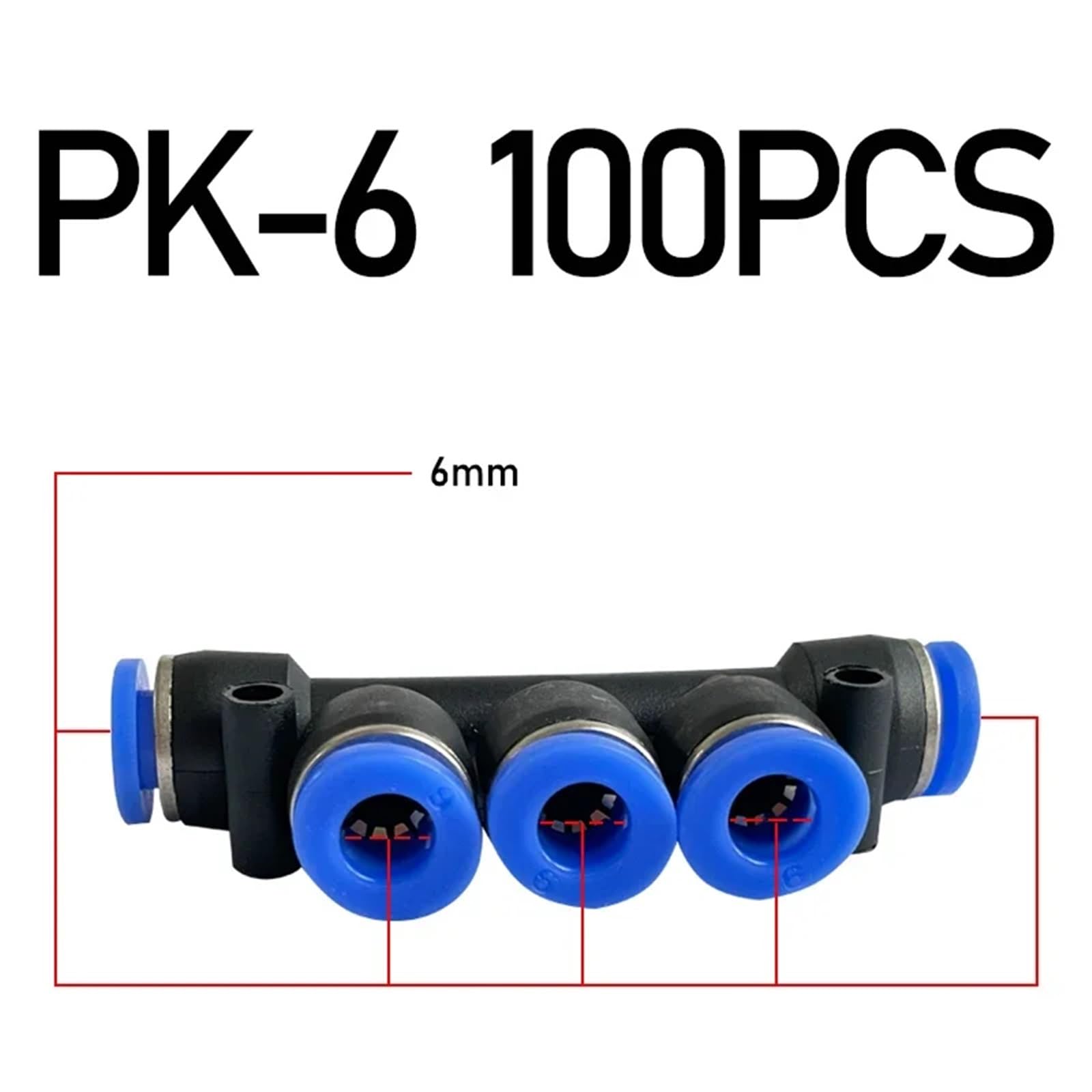 100 Uds PK accesorios neumáticos de plástico de 5 vías conectores rápidos conector de manguera de agua empuje de aire rápido 4 mm 6 mm 8mm 10mm 12mm(PK6)