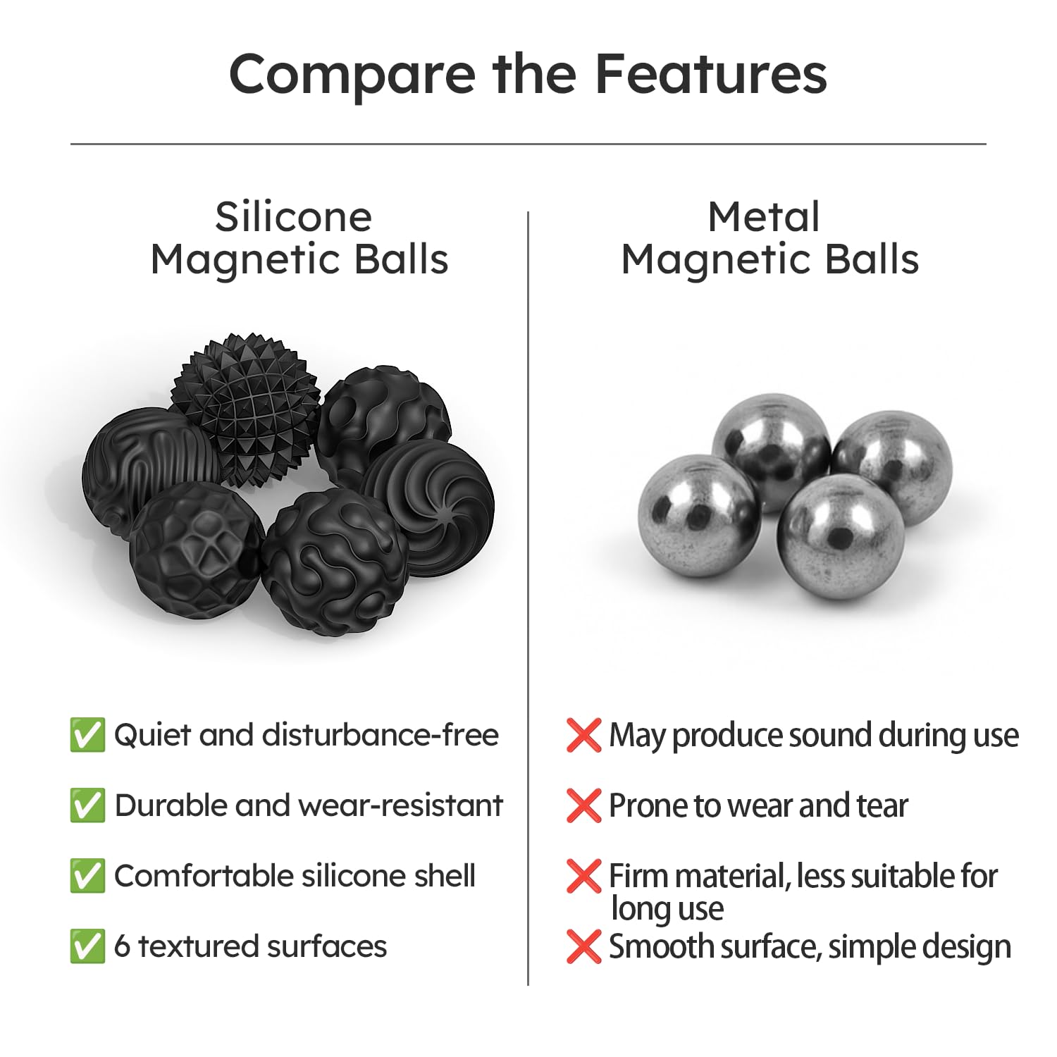 Magnetic Fidget Balls Toys 6PCS, Silicone Magnetic Balls Fidget Toys for Adults & Teens - Image 4