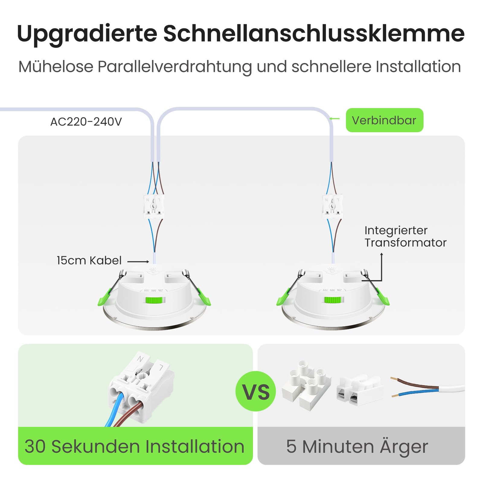 ALUSSO 6 Stück Einbaustrahler Led,10W LED Einbaustrahler Dimmbar AC 220-240V,Warmweiß 3000K Neutralweiß 4000K Kaltweiß 6500K IP44 Deckenspots für Badezimmer Küche Wohnzimmer,Nickel