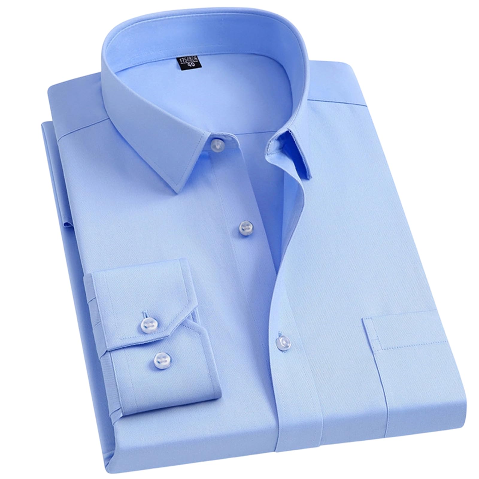 Mens 100 Cotton Dress Shirts Long Sleeve Slim Fit Striped Wrinkle Business Formal Work Button Down