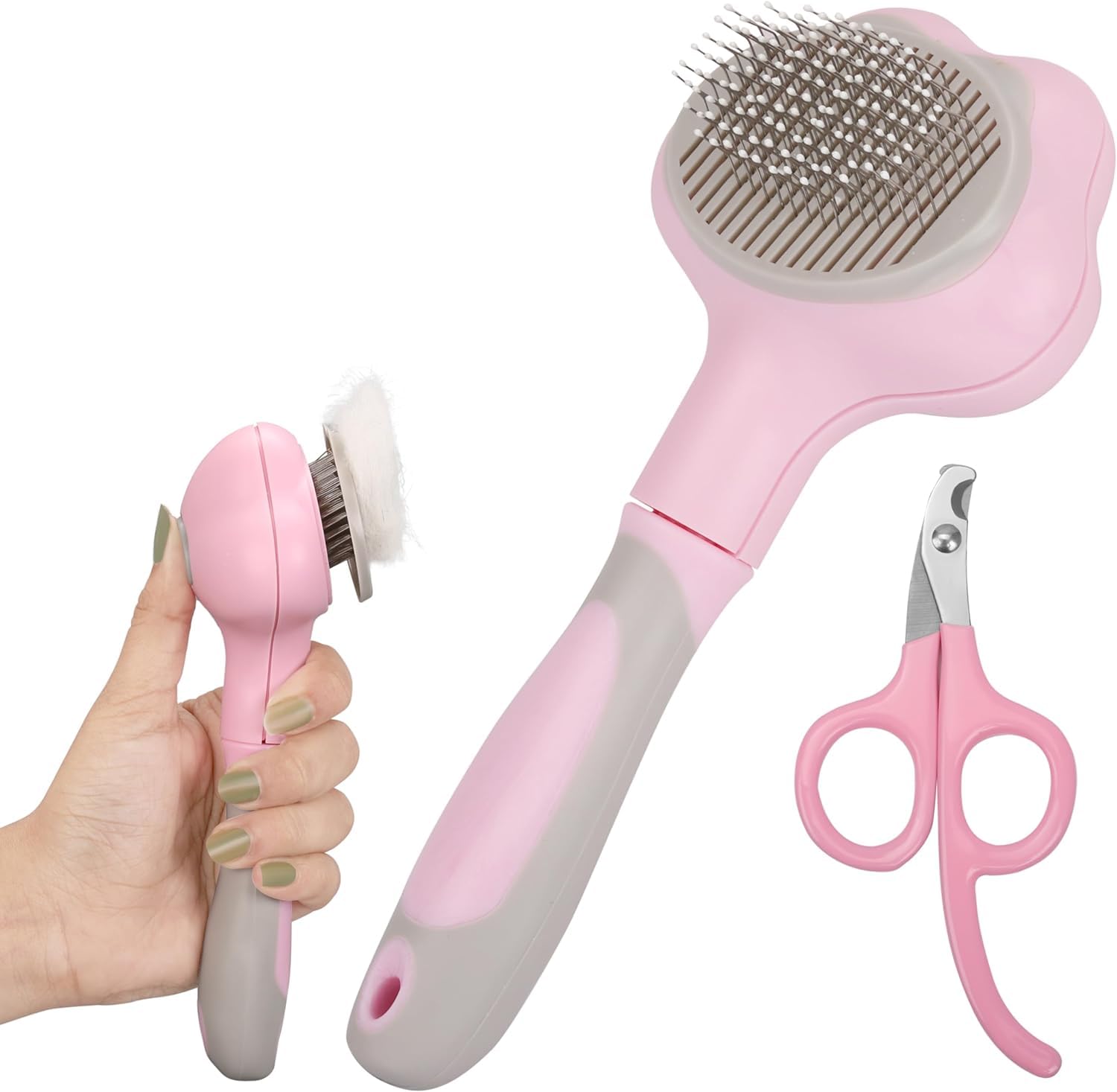 PSK PET MART Pet Slicker brush and Nail Clipper Brush for Shedding and Grooming, Self Cleaning Slicker Dog Brush for Short or Long Haired Cats & Dogs, Grooming Brush Cat Comb with Cleaning (B0CZ9BZTSX) Amazon Price History, Amazon Price Tracker