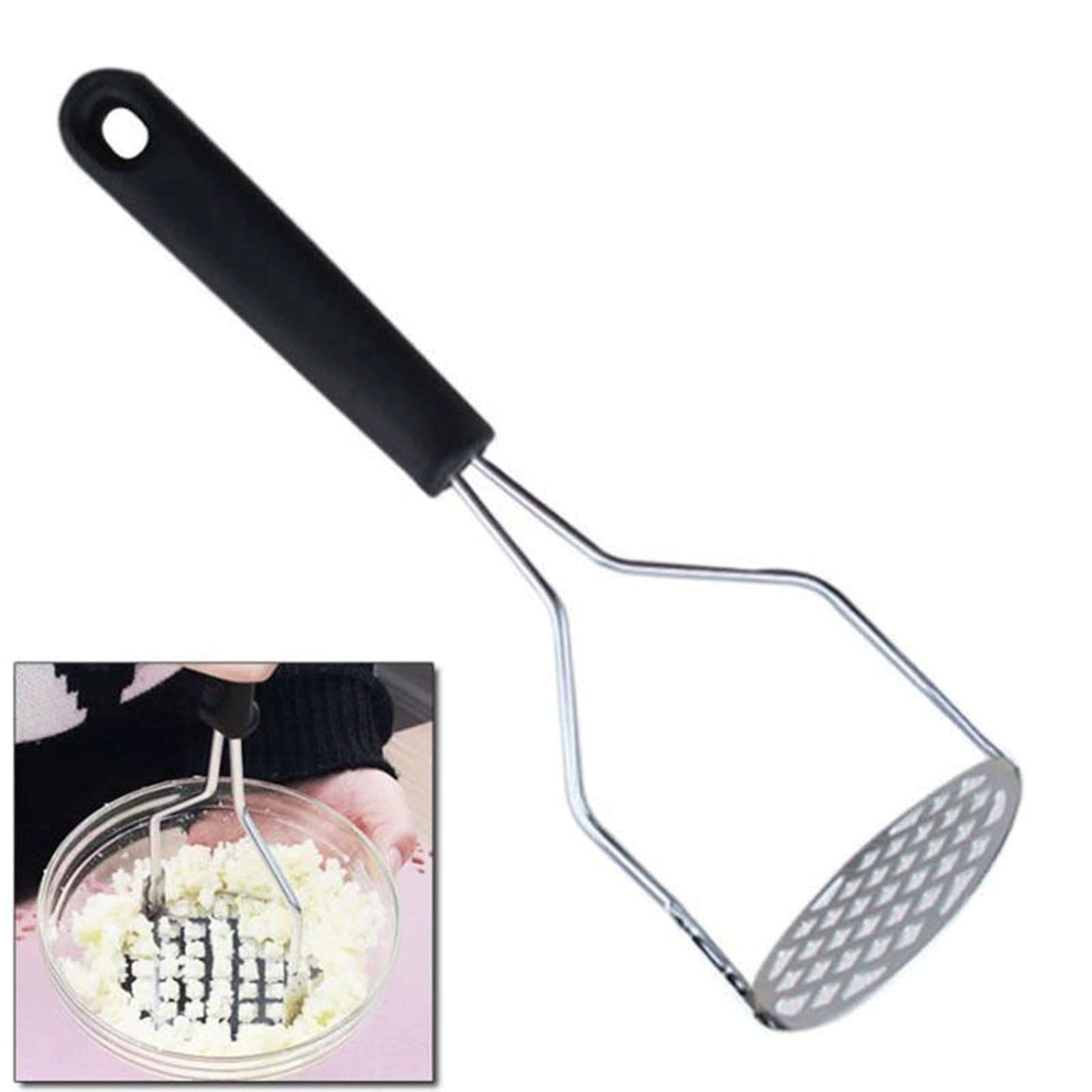 Kartoffelstampfer aus Edelstahl, gepresster Kartoffelstampfer, Püree-Saft-Hersteller, Kartoffelschieber, glatter Kartoffelpüree, Zerkleinerer, Obstwerkzeuge, Küchenstampfer