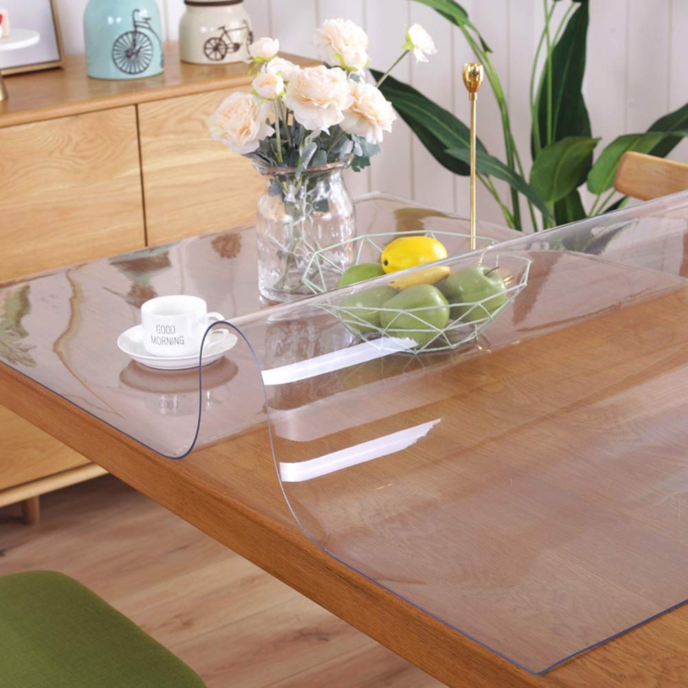 Tovaglia in PVC trasparente aggiornata, protezione per tavolo da ufficio, scrivania laterale, 1,5 mm di spessore, 152 x 152 cm, rettangolare, in PVC