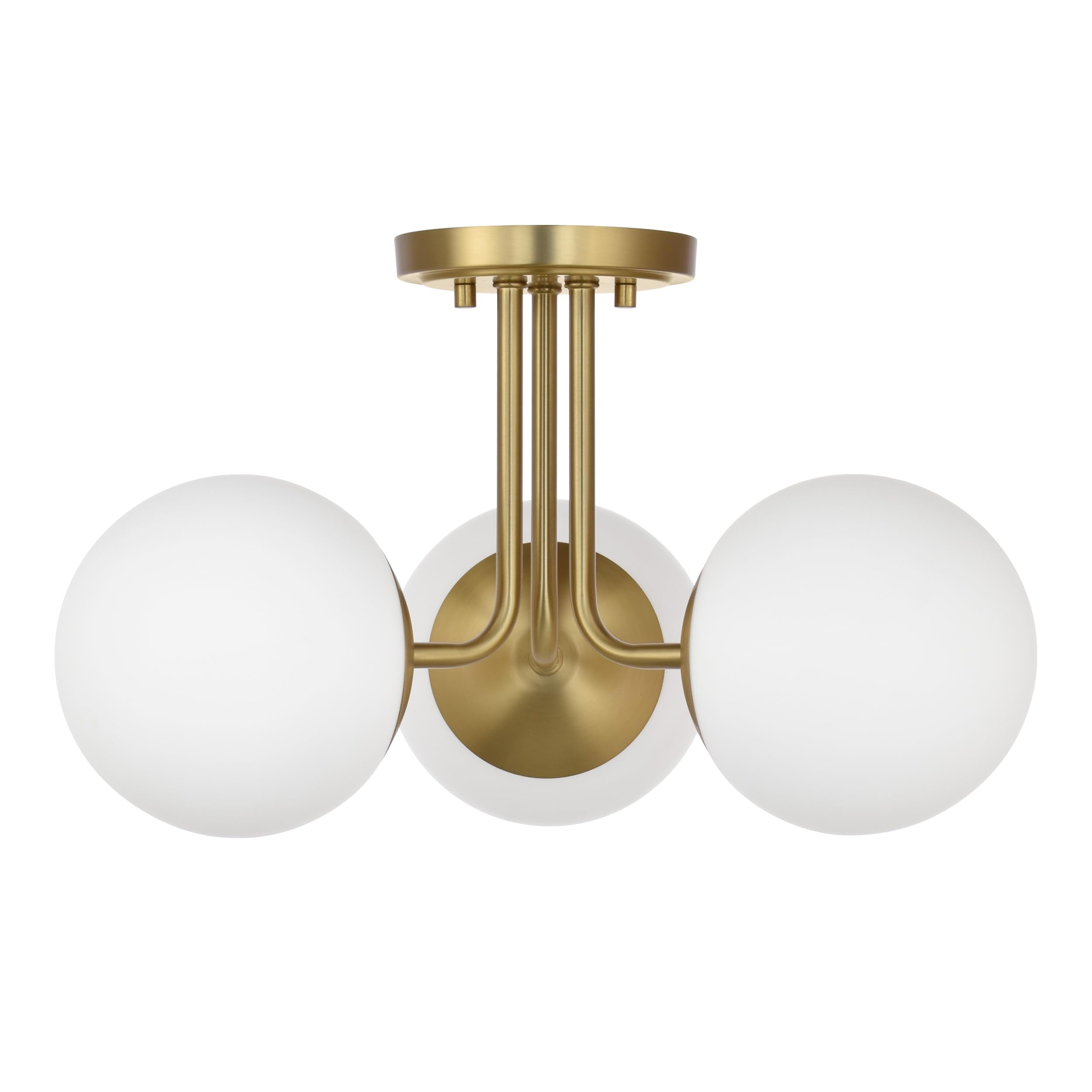 3 Light Semi Flush Mount Ceiling Light Fixture Aged Brass, Modern Globe Chandelier, Sputnik Farmhouse Lighting for Kitchen Bedroom Bathroom Living Room Corridor Laundry Room Bar …