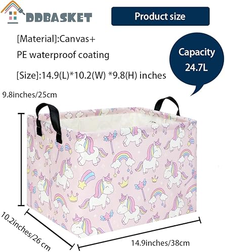 Miniatura 6 de DDBASKET Cesta rectangular de unicornio rosa, cesta de regalo de Pascua, cesta de almacenamiento vacía para niños, cesta de almacenamiento de