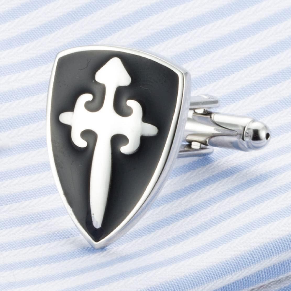 Cross Cufflinks for Men, Cross Shield Cufflinks, Cross Sword Shield Cuff Links, Cross Shirt Tuxedo Cufflinks, Punk Cufflinks French Cufflinks, Best Man Cufflinks, Silver Wedding Cufflinks