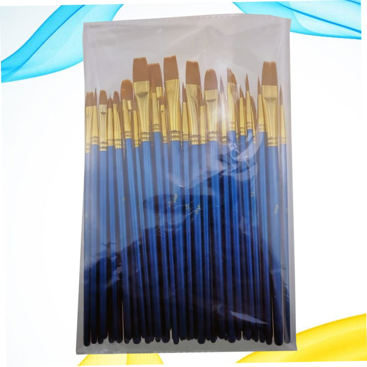HOMSFOU 2 Sätze Teiliges Pinselset Für Malerei Farbige Flache Pinsel Elastischem Material Geeignet Für Aquarell Öl Für Schüler Künstler Und Reisende Blau 50 Stück * 2