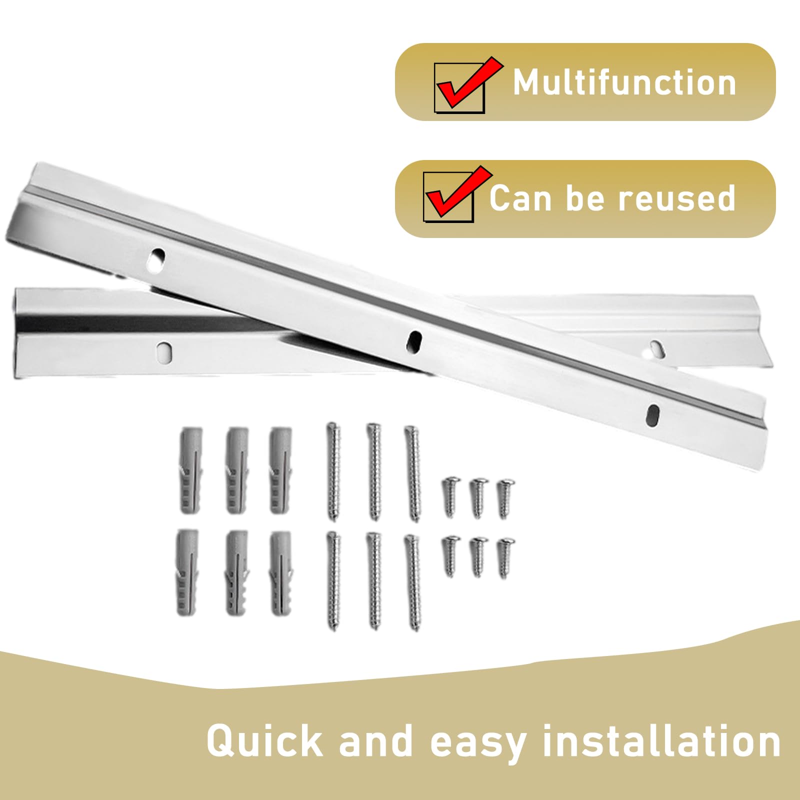 2 Staffe A Z In Alluminio Per Appendere Quadri E Specchi - Gancio Francese 30cm Con Viti - Foto 6