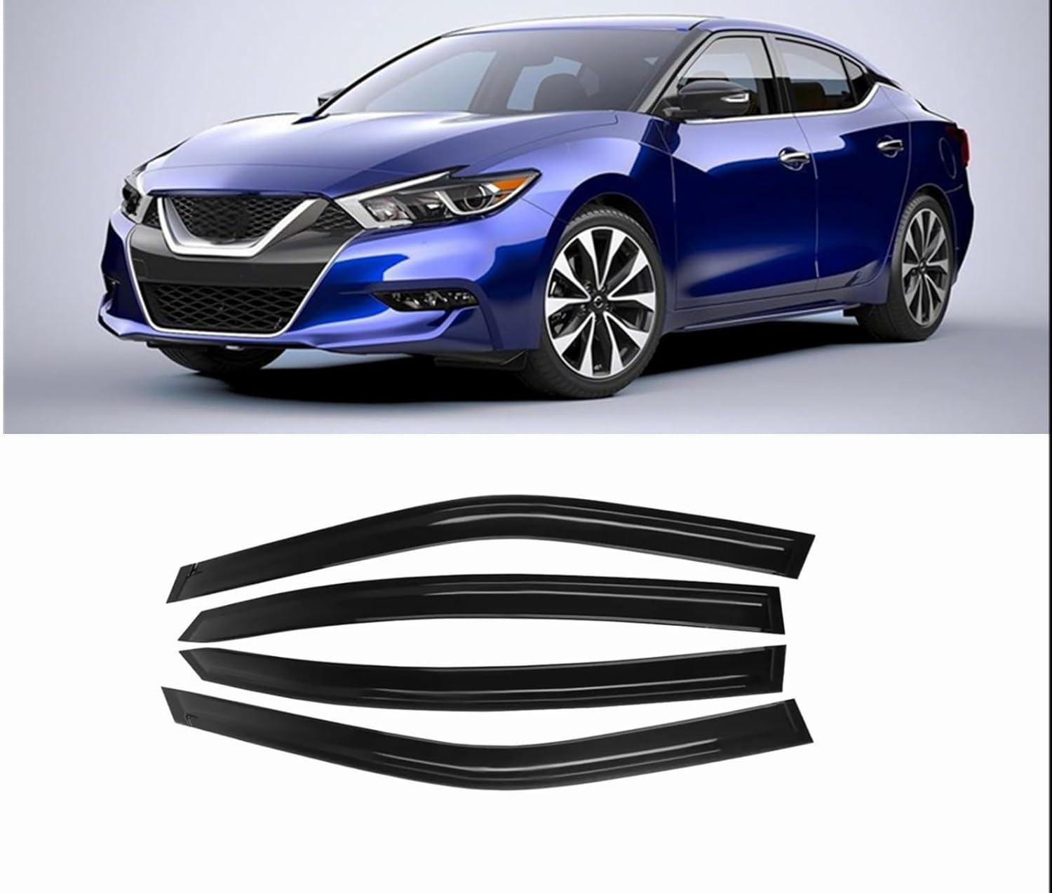 Tape-On Window Visors 4-Piece for 2016-2024 Nissan Maxima Sun Rain Guards Shield Shade Smoke ?black 2016-2024 Nissan Maxima