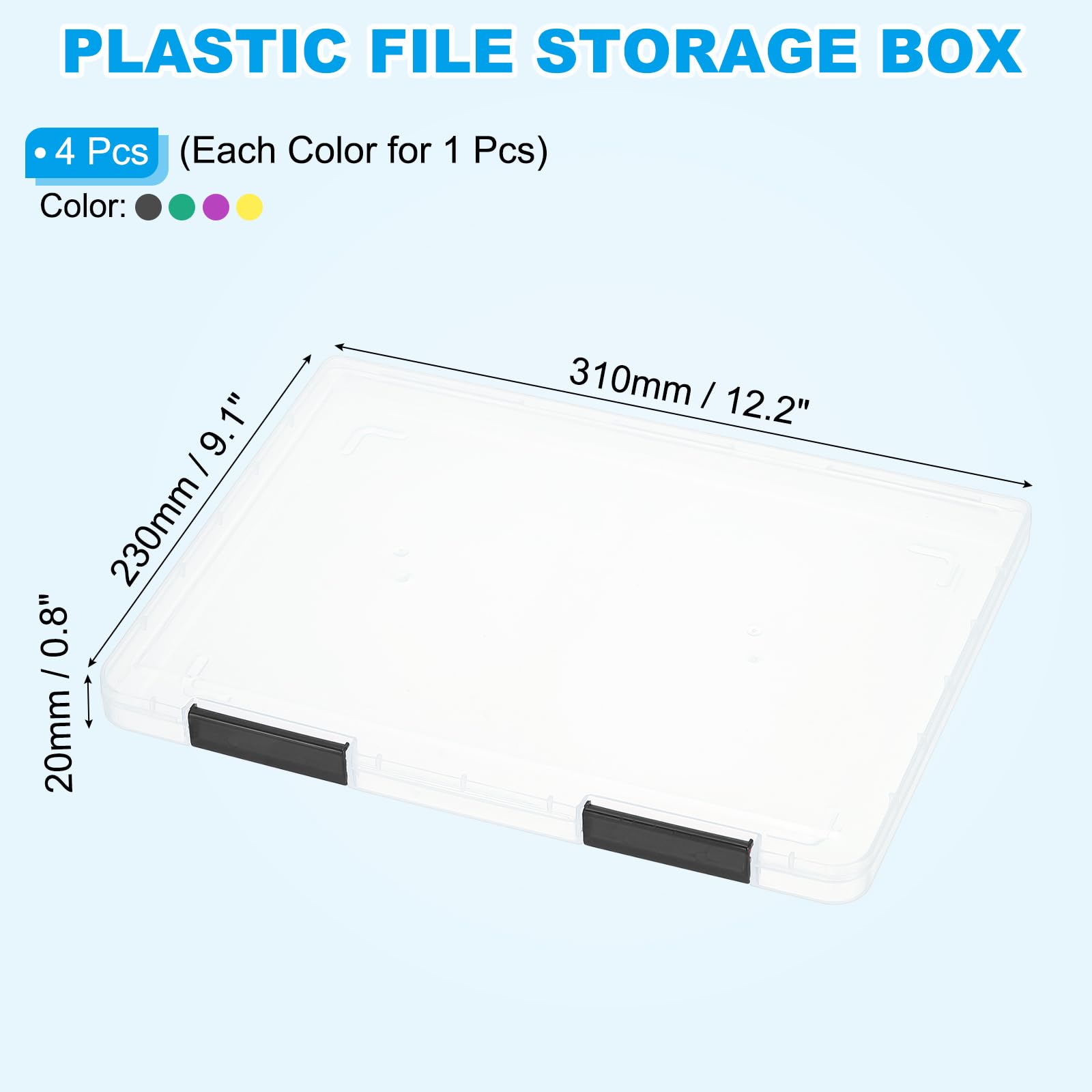 PATIKIL Clear A4 File Portable Project Case with Buckle Plastic Storage Box for 8.5" x 11" Letter Paper Scrapbook Paper Storage Boxes - Image 2