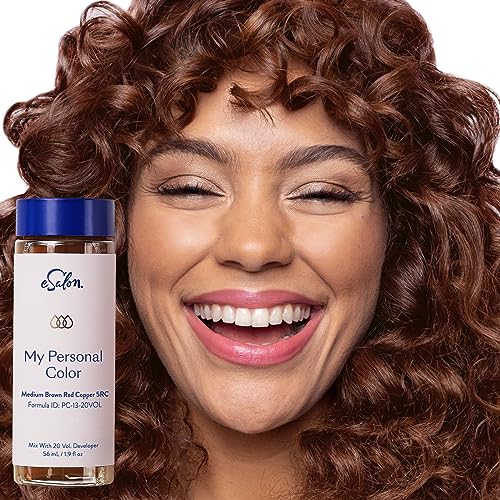eSalon Permanent Hair Color & Hair Dye Complete Kit – Medium Brown Red Copper – Personal Colorist Kit for Up To 100% Gray Coverage for All Hair Types – Professional-Grade Ammonia-Free Hair Dye