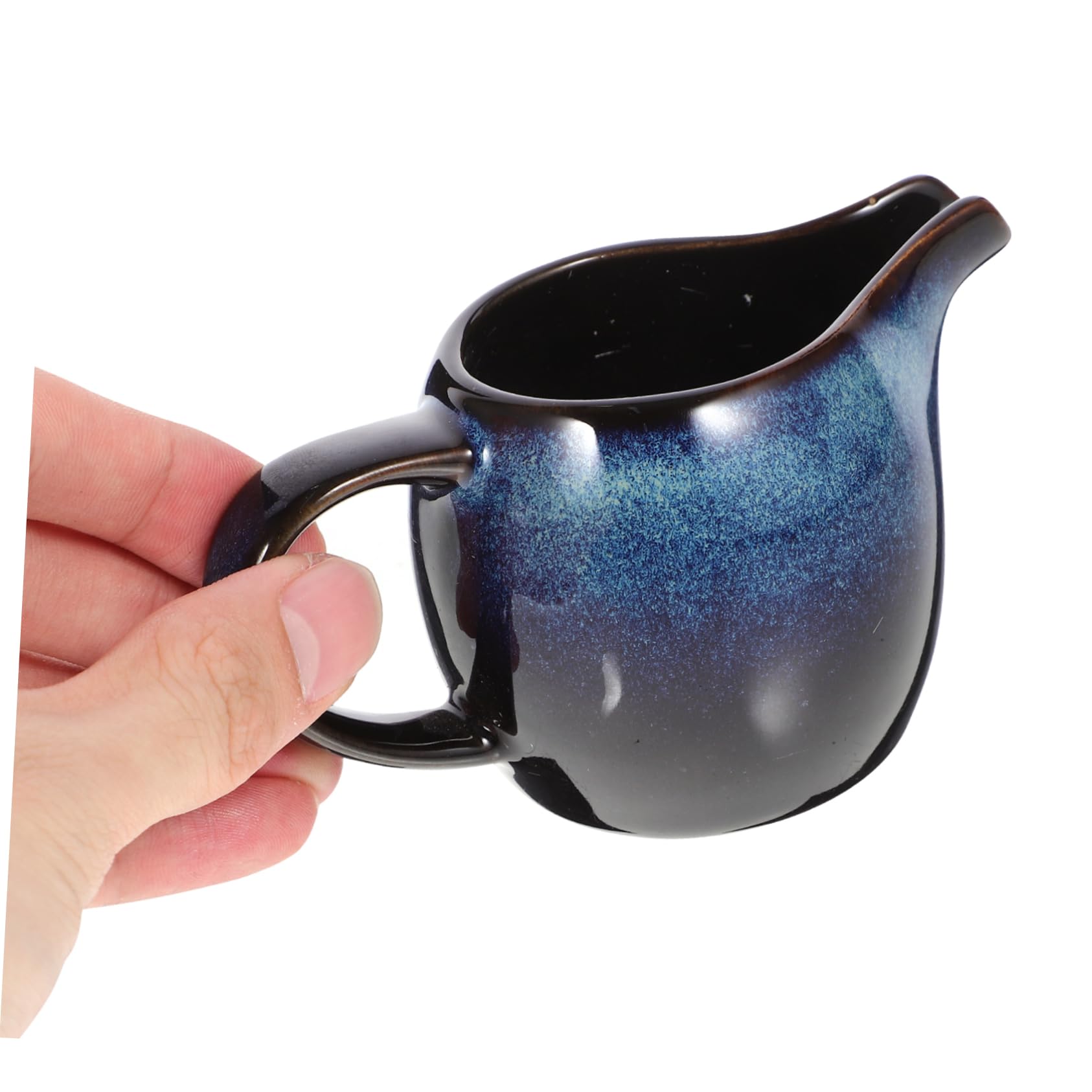 Unomor Ceramic Milk Pitcher Handle Cafe Pitcher Blue Tea Pot Porcelain Coffee Mug