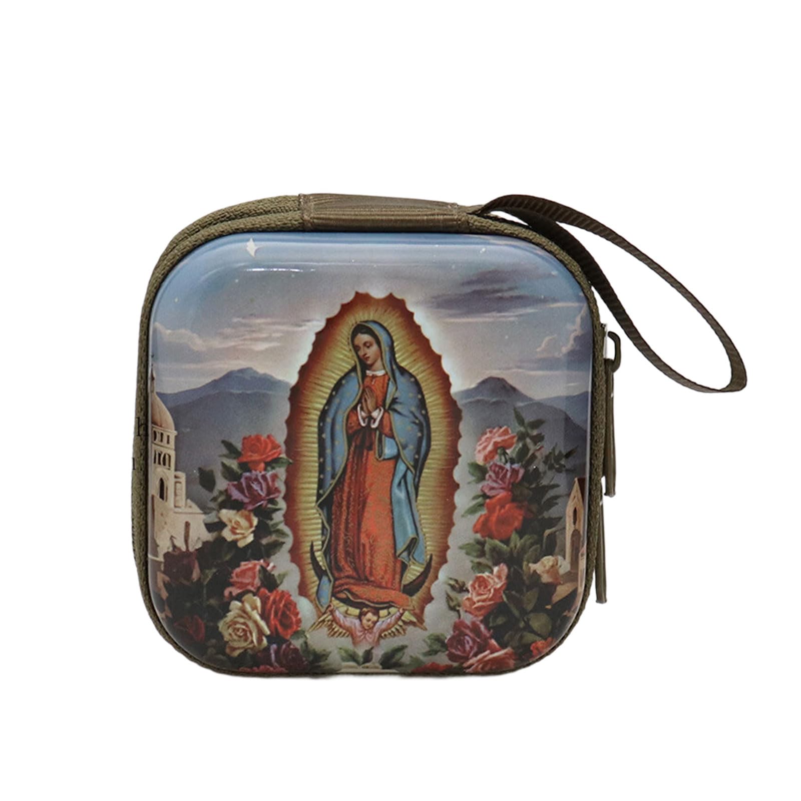 Beimus Catholic Rosary Pouches Religious Jewelry Storage Box Coin Purses Rosary Prayer Bag Religious Jewelry Storage Box Gift