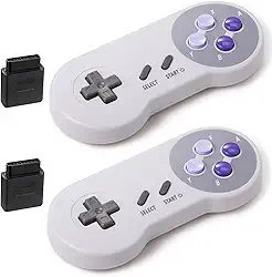 KIWITATA 2 Pack 2.4GHz Wireless Controller for SNES Original Console, Rechargeable Wireless Remote Gamepad Controller for SNES Super Entertainment System Console