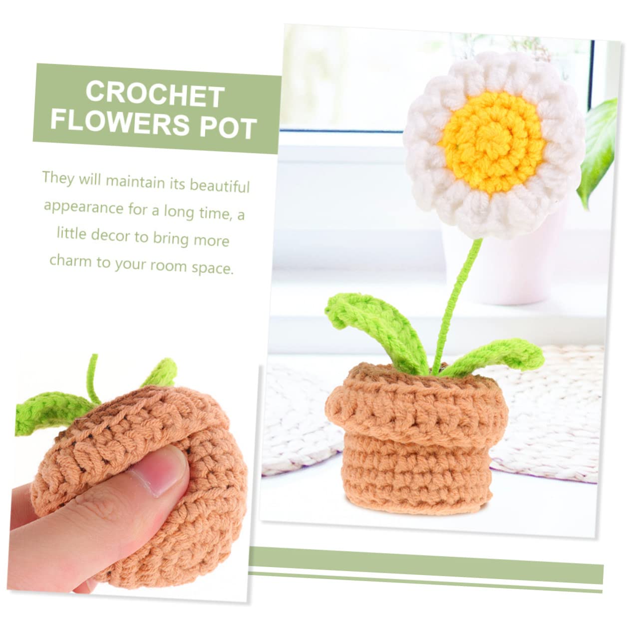 はち様編み物の花飾り小人 はち様編み物の花飾り小人 はち様編み物の花飾り小人