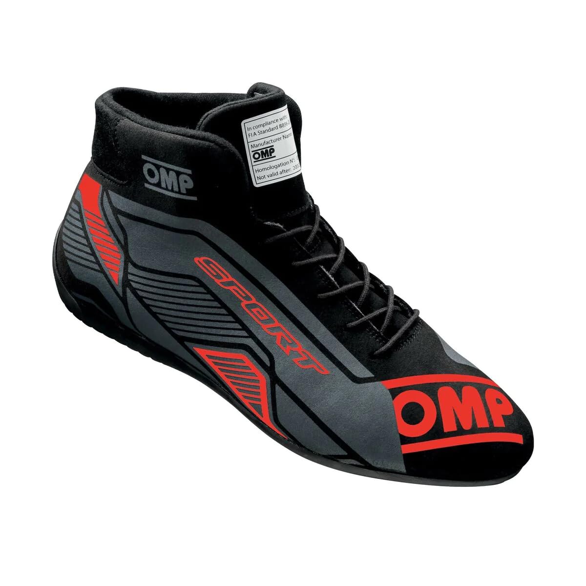 Omp Sport Boots MY2022 Black/Red Size 44 Fia 8856-2018, Unisex Adult Boots, Standard, EU
