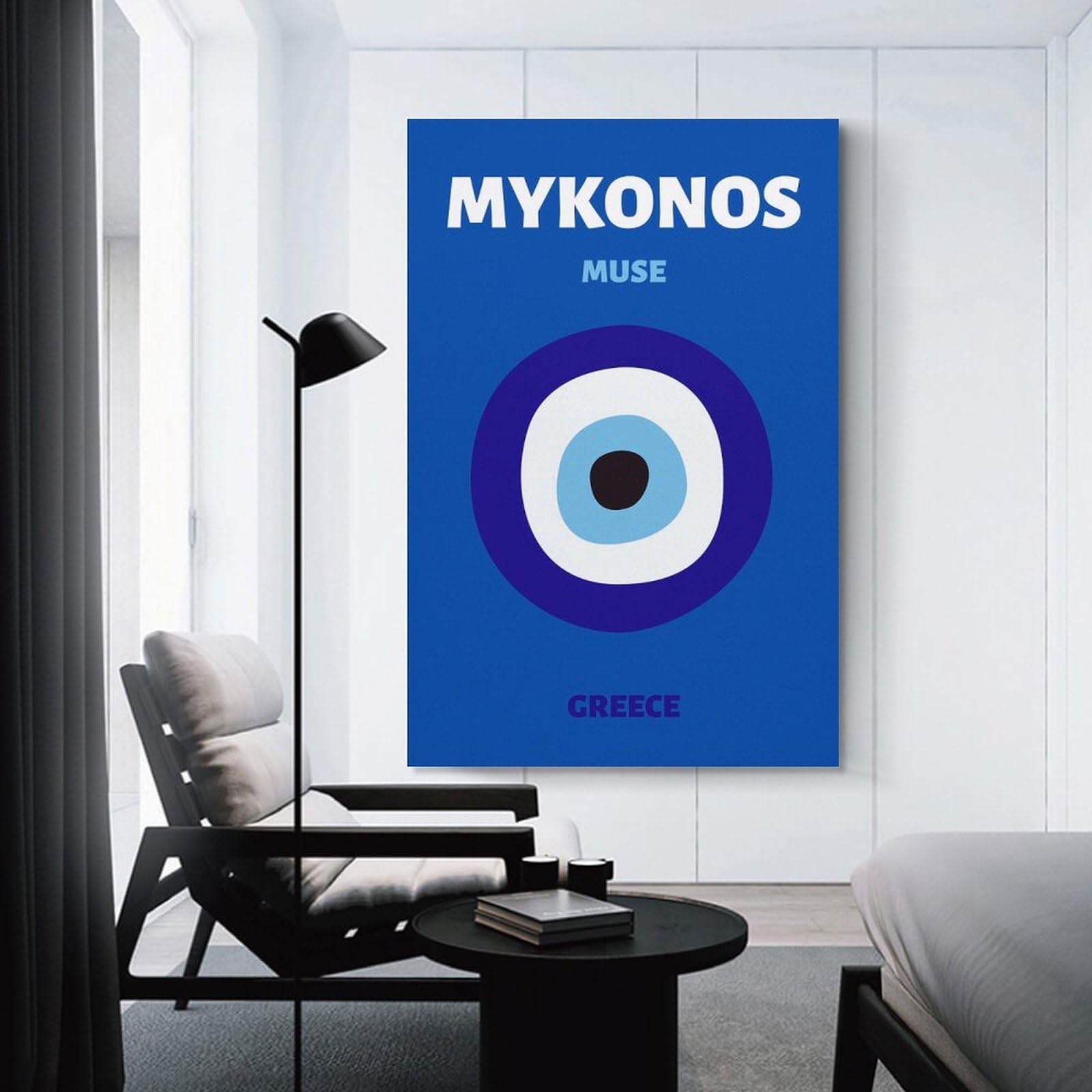 Junmoney Mykonos Greece Travel Canvas Wall Decor 16x24inch(40x60cm), for Workspace Walls, Study Corners Or Bedrooms, Decorative Artwork for Productive Spaces