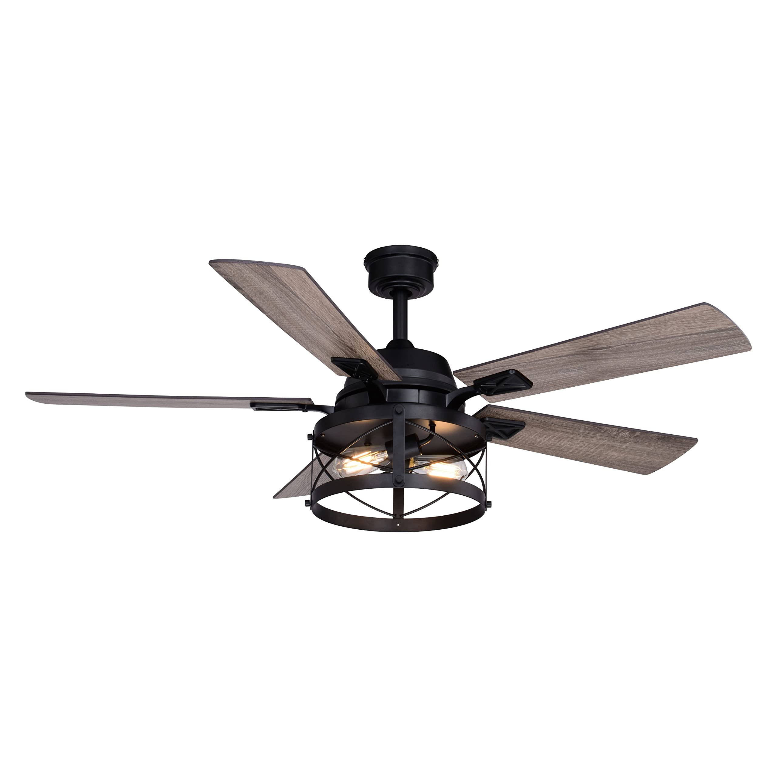 VAXCEL Elburn Black Farmhouse Ceiling Fan with Caged Drum LED Light Kit and Remote