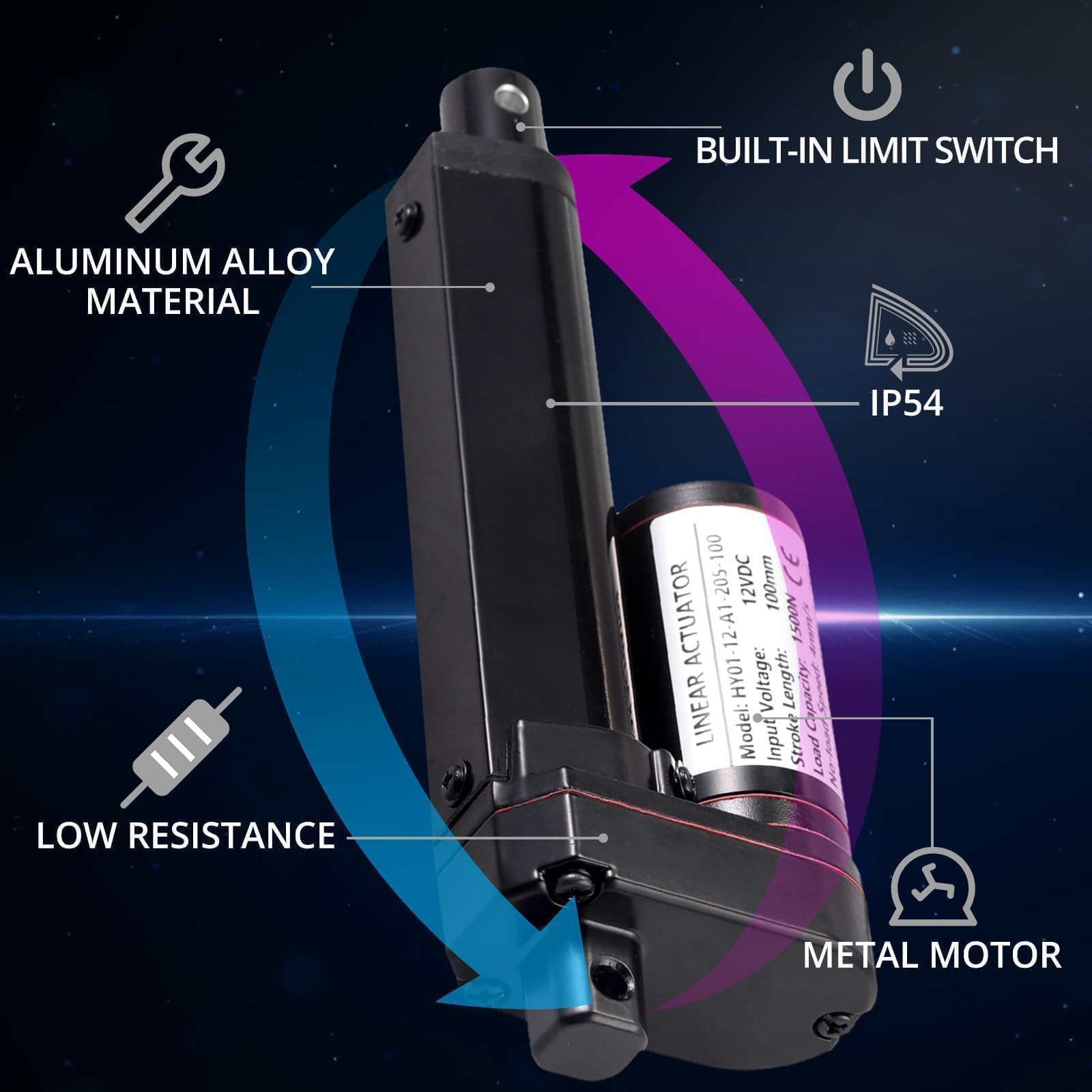 Attuatore Lineare 12V DC 750N - Motore Elettrico 100mm Per Cancelli, Macchine Agricole - Foto 7