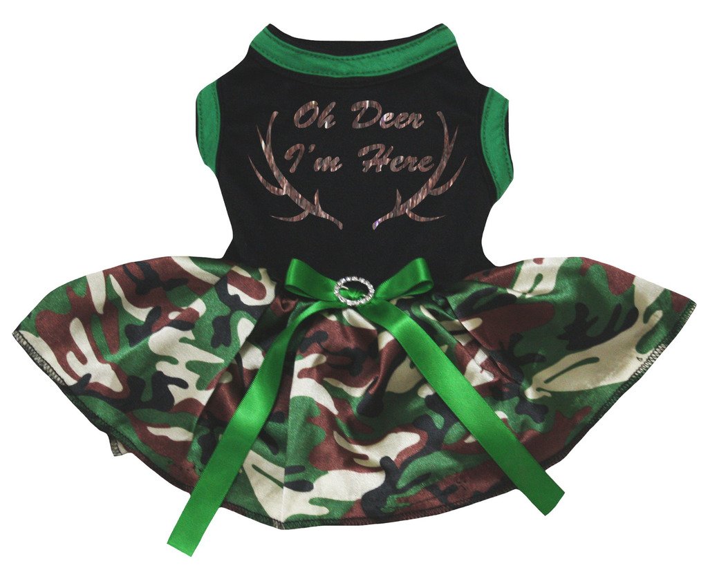 Vêtements pour chien style tutu noir camouflage pour sorties et fêtes