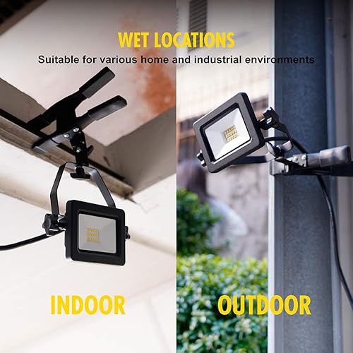 Miniatura 5 de Luz de trabajo portátil con abrazadera LED de 1200 lúmenes con enchufe de alimentación de 5 pies 120 V CA60 Hz, diseño ligero, adecuado para