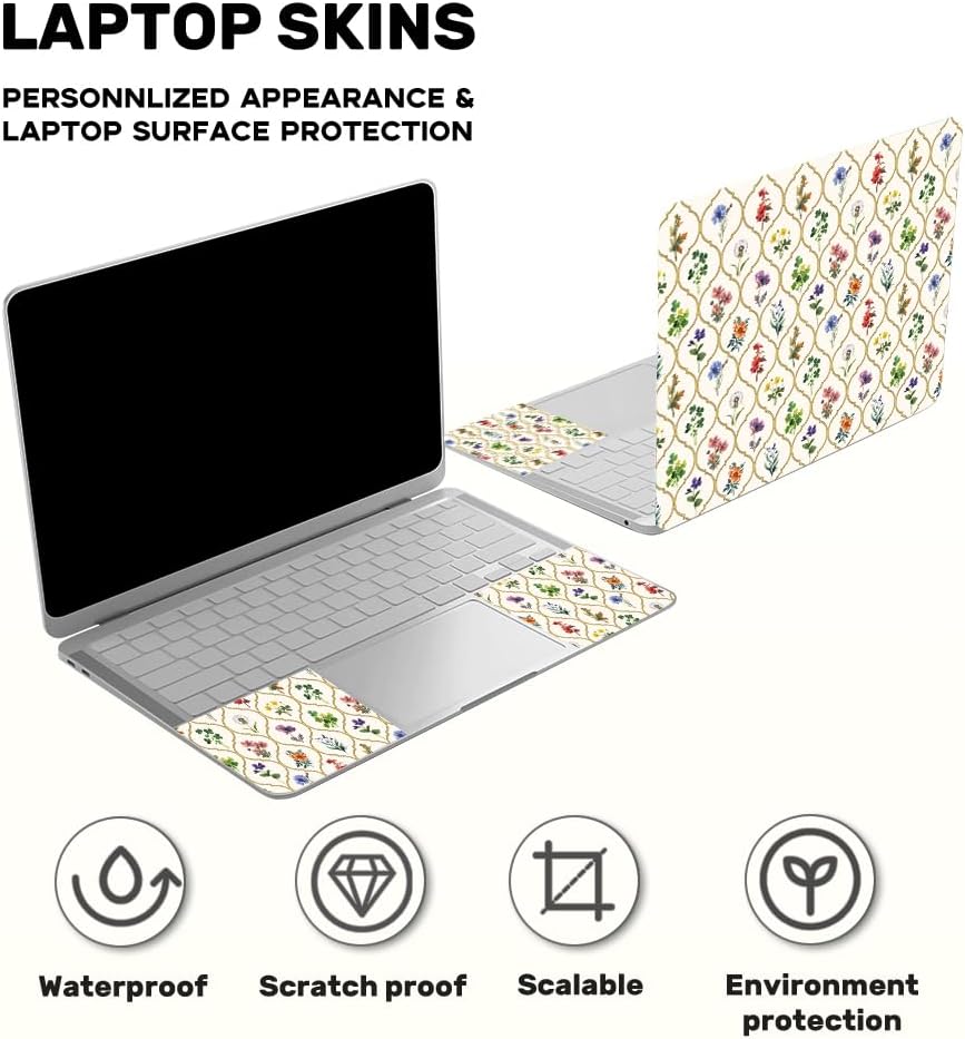 Laptop Skin Sticker Decal PVC Vinyl Geometric Framework Sticker Notebook PC Protector Scratch Resistant Laptop Skin for 12.1 13 13.3 13.6 14 15 15.3 16 Inch Watercolor Wildflower