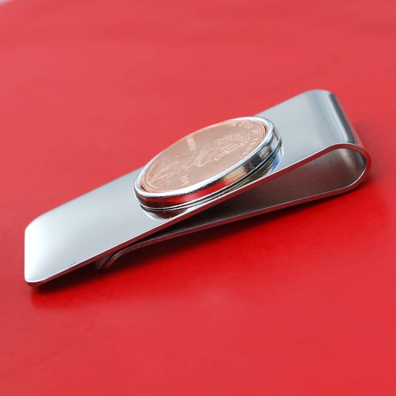 US 2006 Lincoln Small Cent BU Uncirculated Coin Stainless Steel Money Clip NEW - Lucky Penny