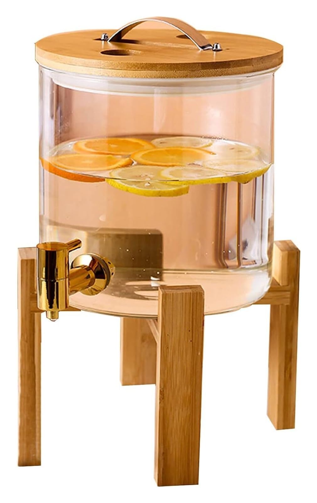 MYUYEE Glass Water Dispenser With Metal Wire Stand Juice Dispenser With Leak Free Tap, With Stand, Lemonade Dispenser For Juice Beer, Glass Drink Barrel With Stainless Steel Ha(8L)
