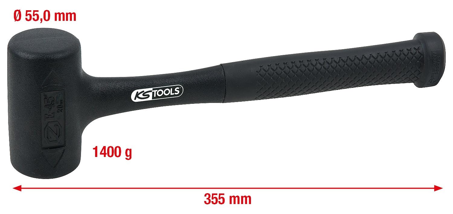 KS Tools 140.5257 Marteau sans rebond - tete Ø60mm- 1270g | Maillet sans rebond - tete Ø60mm- 1266g - enrobé en matière polyurethane, manche ergonomique
