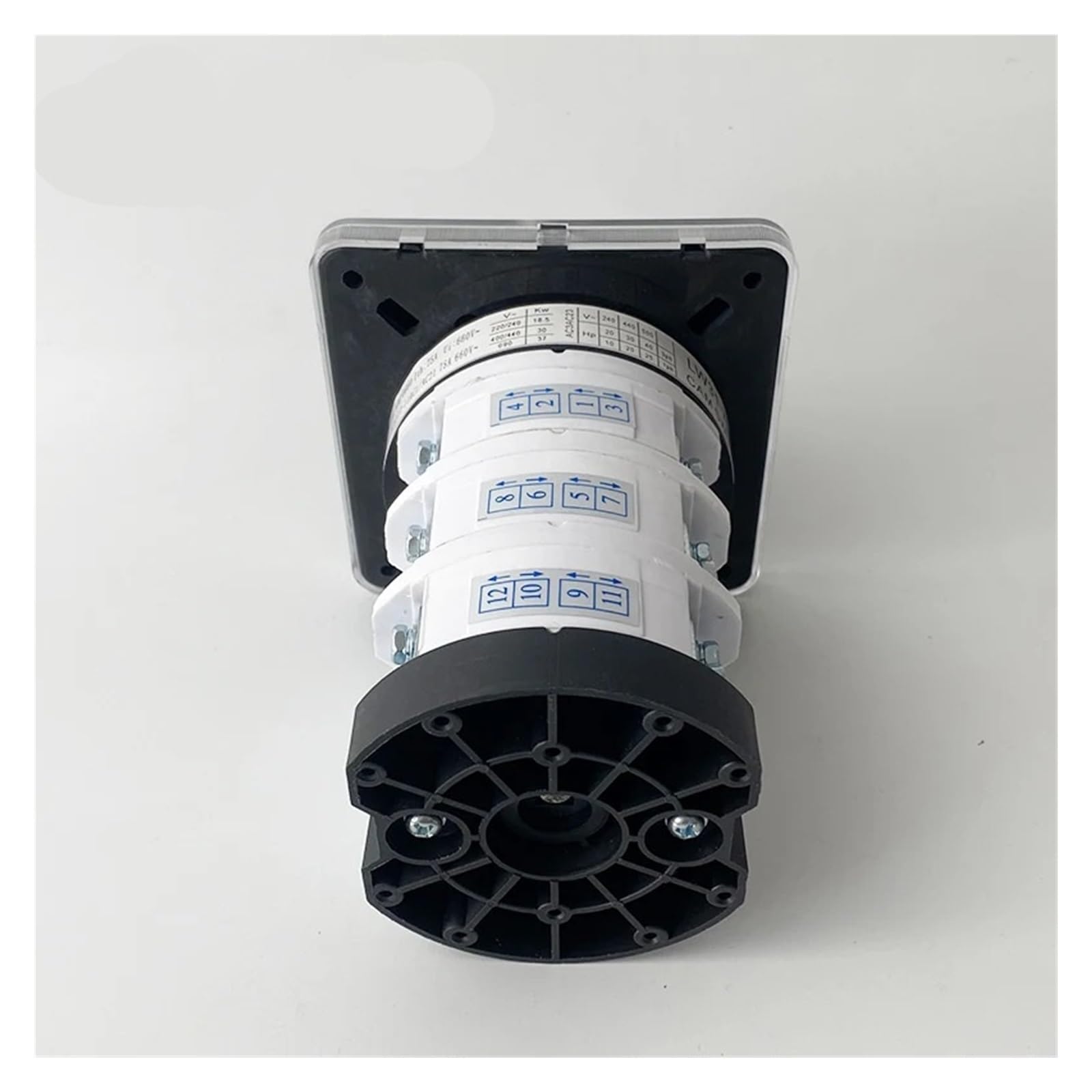 Interruttore a camme 75A 690V con contatti in argento, tre posizioni, 3 poli, selettore rotativo di livello, 12 terminali YMZ12-75/3