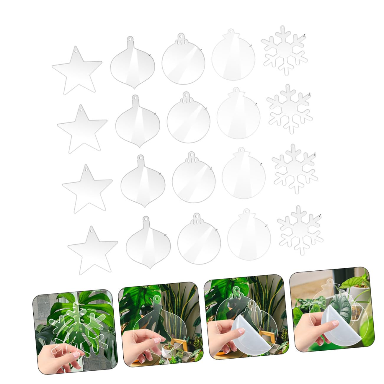 Ciieeo 60 STK Acryl-Schneeflocke Christbaumschmuck Christbaum anhänger Leere weihnachtsverzierungen Weihnachtsbaumschmuck Layout-Zubehör für Weihnachtsszenen Weihnachtsbaum-Anhänger