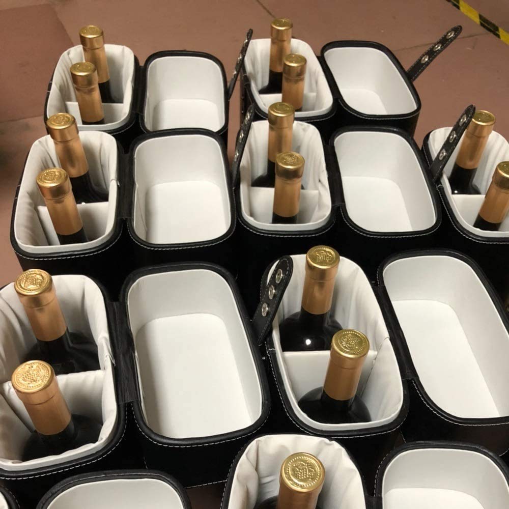 Bolsa De Cuero Reutilizable Para Vino, Bolsa De Piel Para Vino Con Aislamiento, Diseño De Lujo Para 2 Botellas, Bolsa De Transporte Aislada Con Asa, Gran Regalo Para Amantes Del Vino Para Viajes De Fi